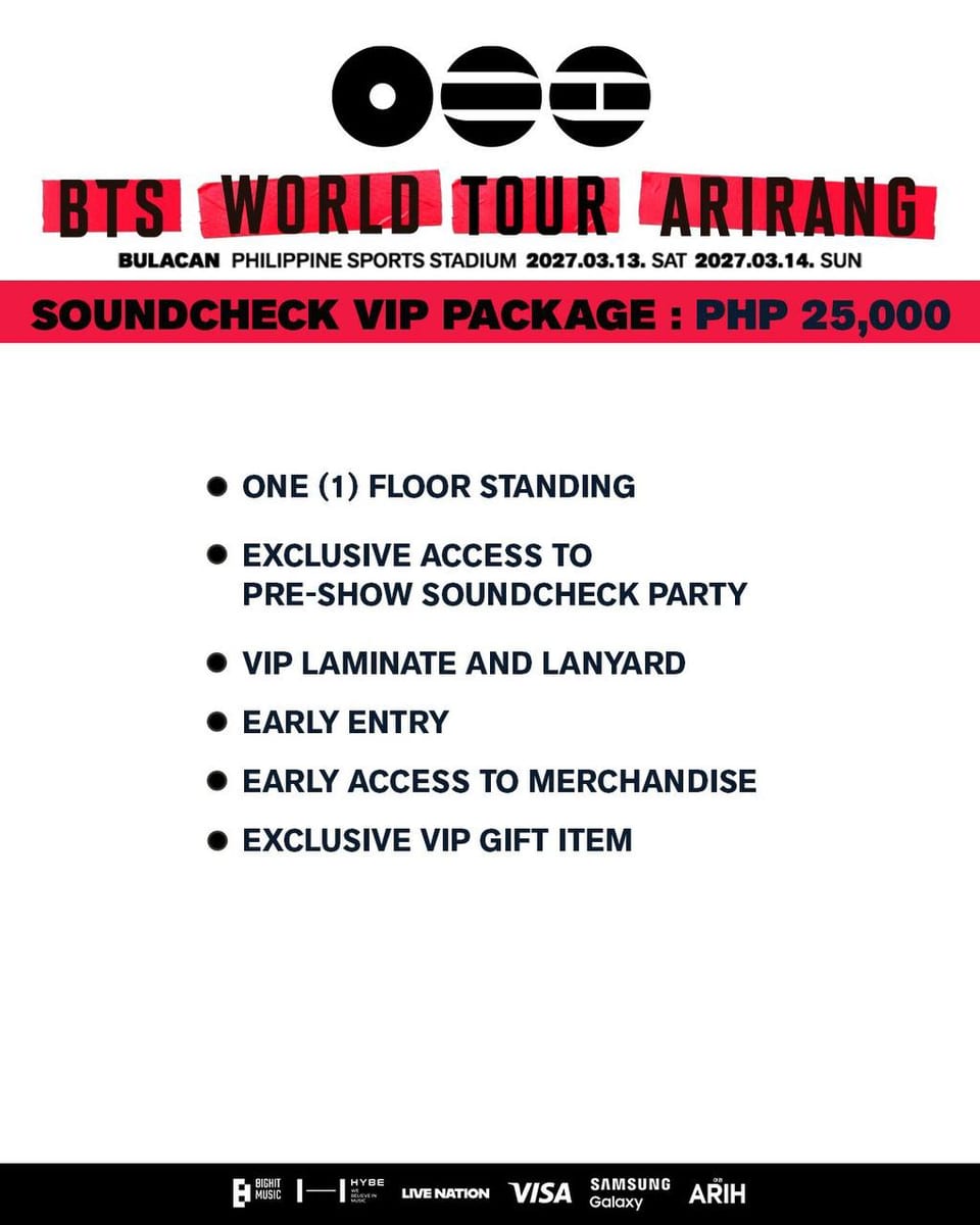 bts world tour arirang in bulacan soundcheck vip inclusions